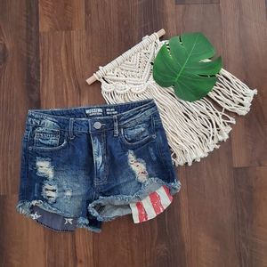 Mossimo High Rise Patriotic Flag Jean Shorts